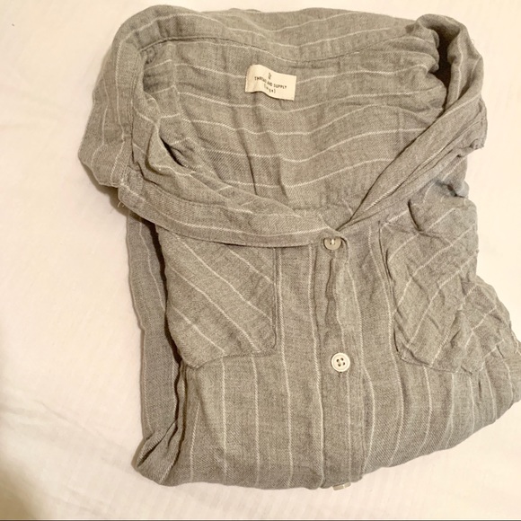 Thread and supply grey and white button up flannel - Picture 6 of 6